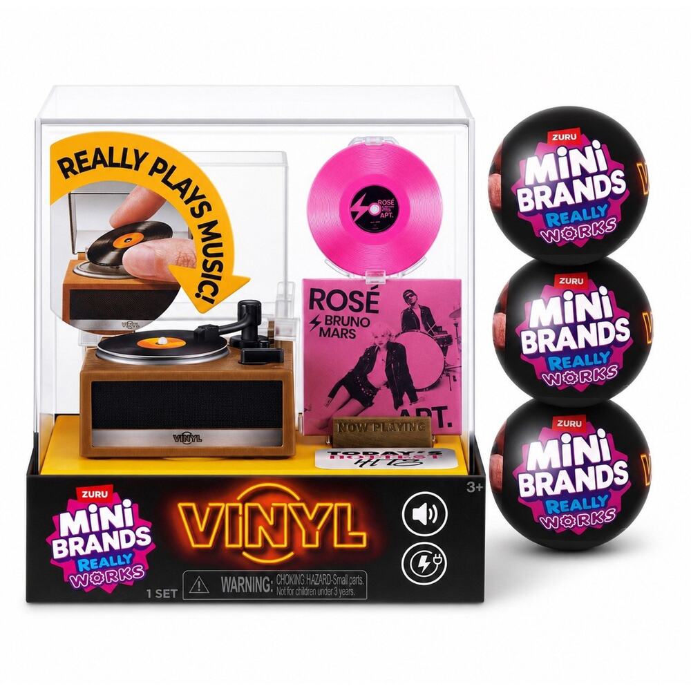 Mini Brands ZURU Record Player And 3 Capsules Of Records